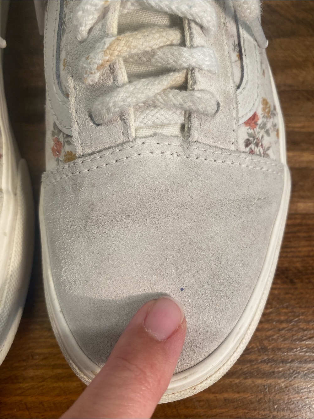 Vans - Classic Low-Top Floral Canvas, Light Grey Suede Sneakers - Womens size 8 - Picture 8 of 16